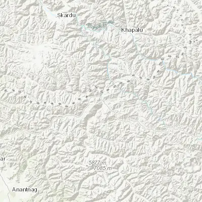 Map showing location of Kargil (34.557650, 76.126220)