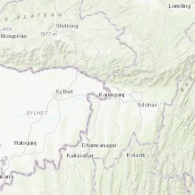 Map showing location of Karīmganj (24.869190, 92.355430)