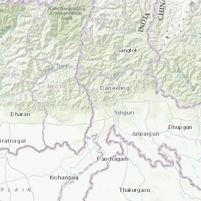Map showing location of Kārsiyāng (26.882510, 88.277290)