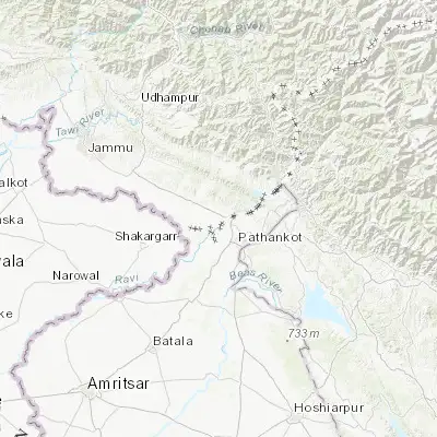 Map showing location of Kathua (32.369410, 75.525390)