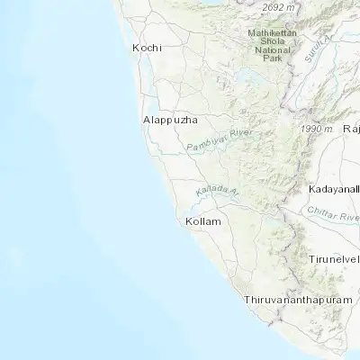 Map showing location of Kattanam (9.176140, 76.563250)
