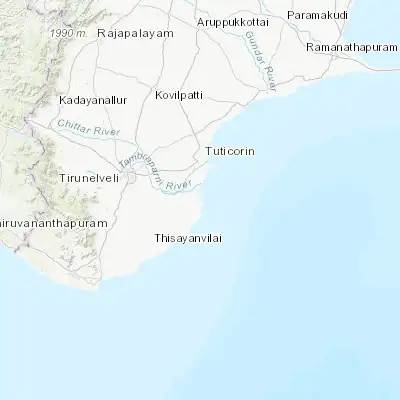 Map showing location of Kayalpattinam (8.571430, 78.119920)