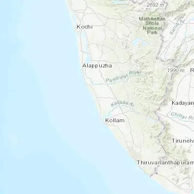 Map showing location of Kāyankulam (9.181730, 76.500930)