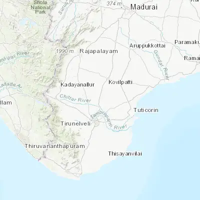 Map showing location of Kayattār (8.948340, 77.774240)