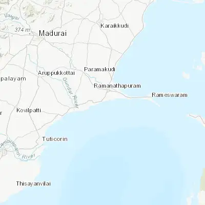 Map showing location of Keelakarai (9.231830, 78.785450)