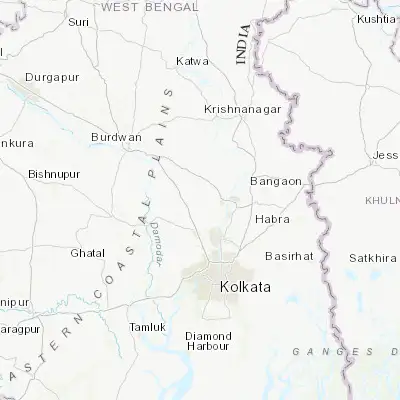 Map showing location of Kesabpur (22.968330, 88.262780)