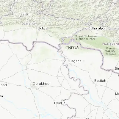 Map showing location of Khada (27.183330, 83.883330)