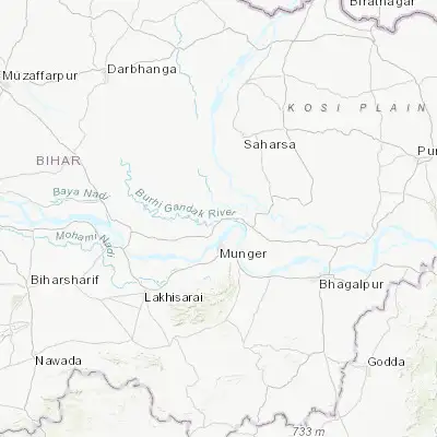 Map showing location of Khagaria (25.502200, 86.467080)