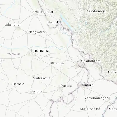 Map showing location of Khamānon Kalān (30.817250, 76.354780)