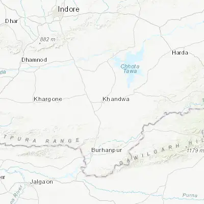Map showing location of Khandwa (21.824270, 76.350860)