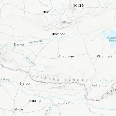 Map showing location of Khargone (21.822920, 75.613940)