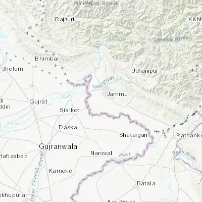 Map showing location of Khaur (32.602700, 74.809180)