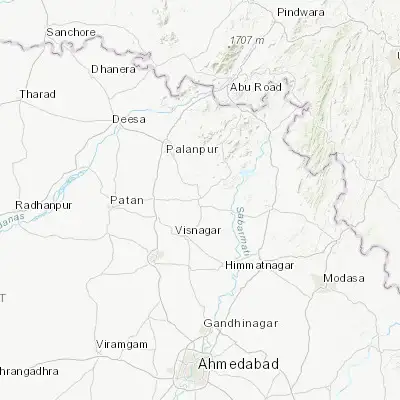 Map showing location of Kherālu (23.885340, 72.618690)
