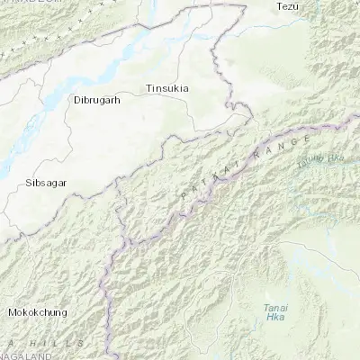 Map showing location of Khonsa (27.016670, 95.566670)