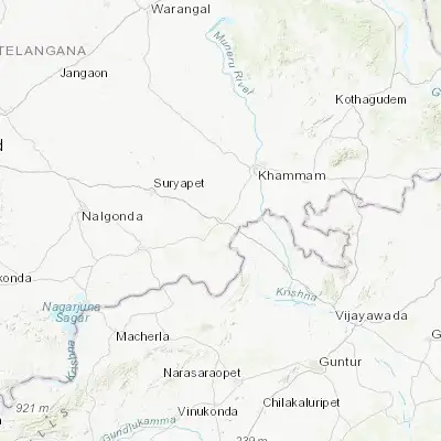 Map showing location of Kodār (16.998500, 79.965600)