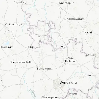Map showing location of Kodigenahalli (13.721360, 77.386290)