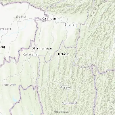 Map showing location of Kolasib (24.223880, 92.678690)