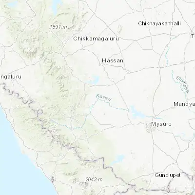 Map showing location of Konanūr (12.630160, 76.050370)