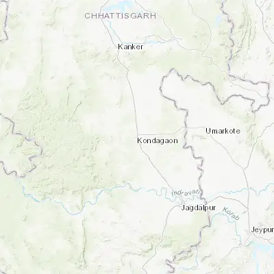 Map showing location of Kondagaon (19.590830, 81.664000)