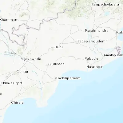 Map showing location of Korukollu (16.500000, 81.250000)