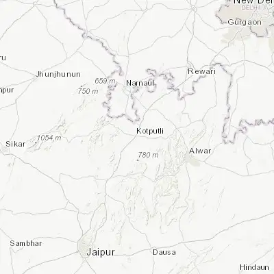 Map showing location of Kotputli (27.702070, 76.199110)