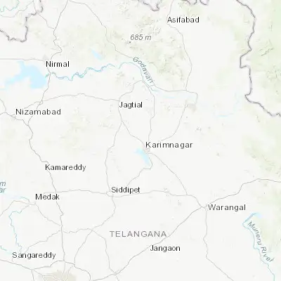 Map showing location of Kottapalli (18.495430, 79.094300)