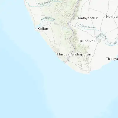 Map showing location of Kovalam (8.366670, 76.996670)