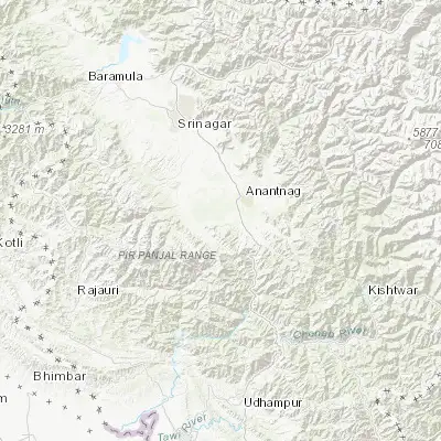 Map showing location of Kulgam (33.644560, 75.019230)