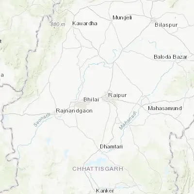 Map showing location of Kumhāri (21.266670, 81.516670)