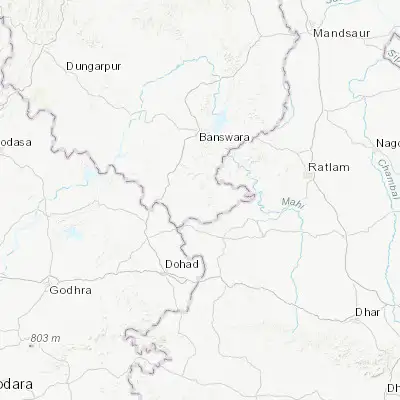 Map showing location of Kushālgarh (23.198990, 74.450740)