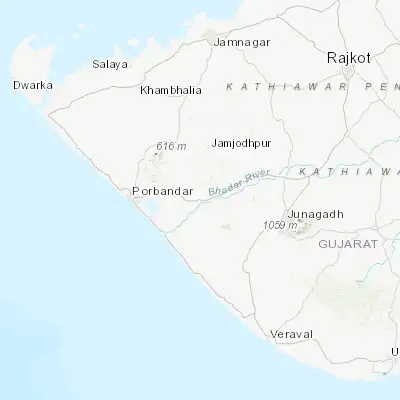 Map showing location of Kutiyāna (21.624100, 69.984940)