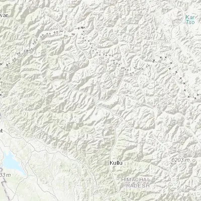 Map showing location of Kyelang (32.571700, 77.024480)