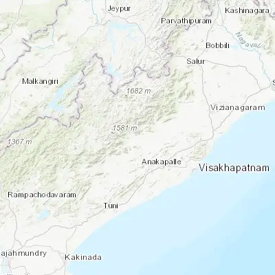 Map showing location of Mādugula (17.915890, 82.815780)