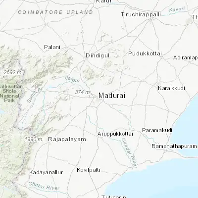 Map showing location of Madurai (9.919000, 78.119530)