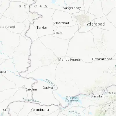 Map showing location of Mahbūbnagar (16.743850, 77.985970)