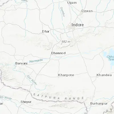 Map showing location of Maheshwar (22.175920, 75.587150)