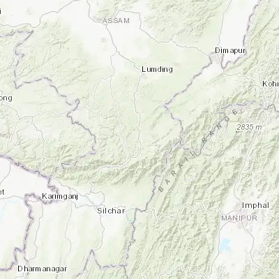 Map showing location of Maibong (25.301250, 93.138110)