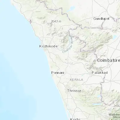 Map showing location of Malappuram (11.041990, 76.081540)