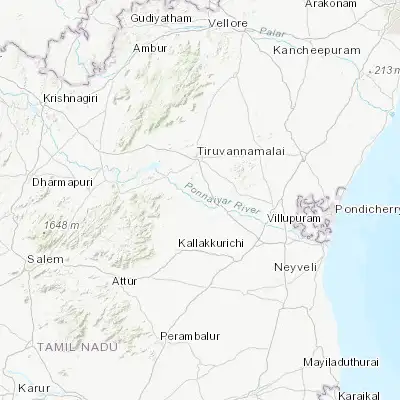 Map showing location of Manalūrpettai (12.007880, 79.091840)