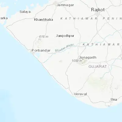 Map showing location of Mānāvadar (21.498130, 70.137750)