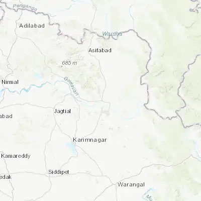 Map showing location of Mancherāl (18.870740, 79.428630)