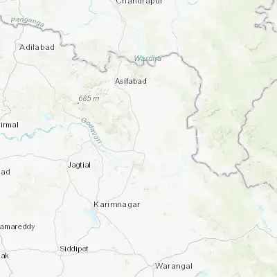 Map showing location of Mandamarri (18.965060, 79.474750)