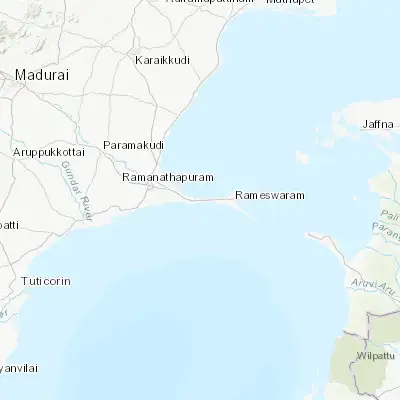 Map showing location of Mandapam (9.275710, 79.123620)