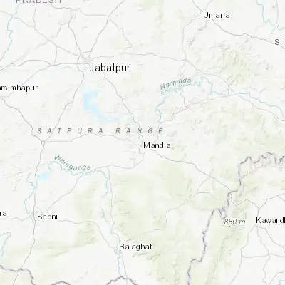 Map showing location of Mandlā (22.598790, 80.371150)