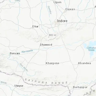 Map showing location of Māndleshwar (22.175980, 75.659950)