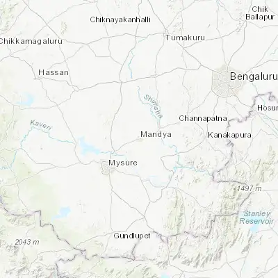 Map showing location of Mandya (12.522300, 76.897460)