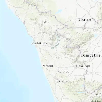 Map showing location of Manjeri (11.120180, 76.119960)