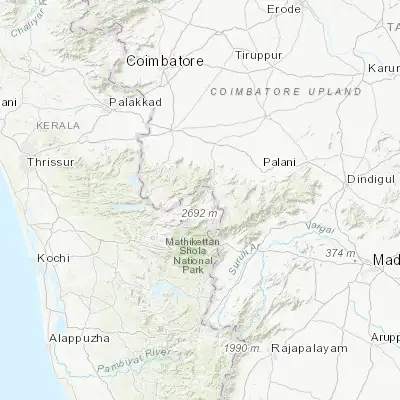 Map showing location of Marayur (10.276410, 77.162050)