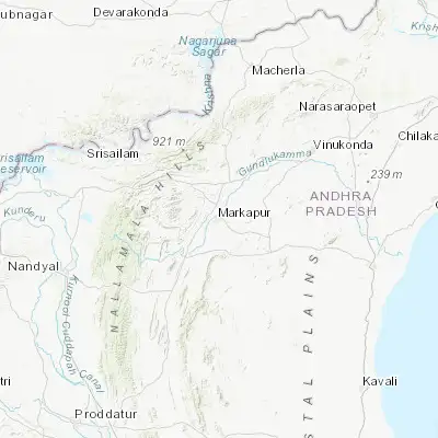 Map showing location of Mārkāpur (15.735340, 79.268480)