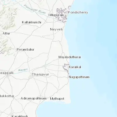 Map showing location of Mayiladuthurai (11.103540, 79.655000)